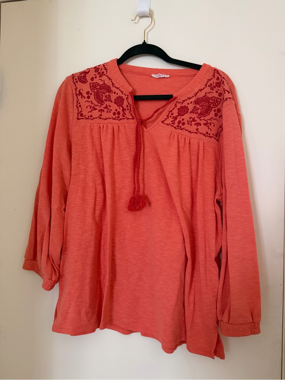 Westbound Coral Embroidered Tunic Top